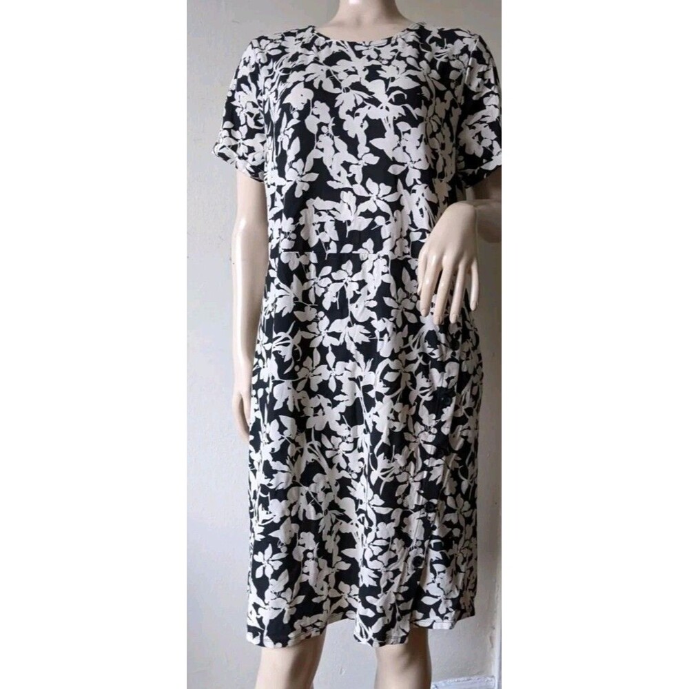 J Jill Black Beige Short Sleeve‎ Dress Size Medium